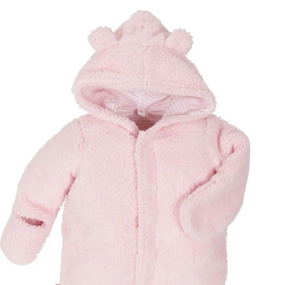 Magnificent Baby Pink Plush Hooded One-Piece